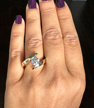 Load image into Gallery viewer, Stunning 14k Solid and Heavy Yellow Gold Round Cut Tension Set Simulated Diamond Engagement Ring Bridal Wedding Anniversary 1.25ct