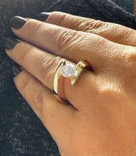 Load image into Gallery viewer, IGI Certified 14k Solid and Heavy Yellow Gold Round Cut Tension Set Diamond Engagement Ring Bridal Wedding Anniversary 1.20ct F-VS2