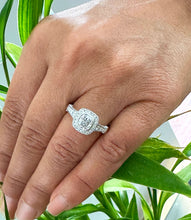 Load image into Gallery viewer, 14k Solid White Gold Cushion And Round Cut Natural Diamond Engagement Ring Bezel Set Style 1.70ctw