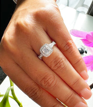 Load image into Gallery viewer, Gorgeous 14k Solid White Gold Cushion Cut Simulated Diamond Engagement Ring Bezel Bridal Wedding Halo 2.00ctw