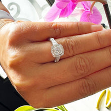 Load image into Gallery viewer, 14k Solid White Gold Cushion And Round Cut Natural Diamond Engagement Ring Bezel Set Style 1.70ctw