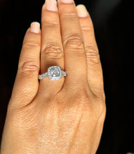 Load image into Gallery viewer, IGI Certified 14k Solid White Gold Cushion And Round Cut Diamond Engagement Ring Bezel Set Style 1.70ctw F-VS2