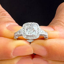 Load image into Gallery viewer, 14k Solid White Gold Cushion And Round Cut Natural Diamond Engagement Ring Bezel Set Style 1.70ctw