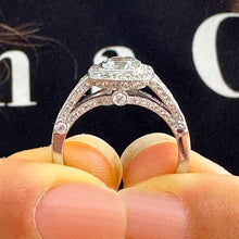 Load image into Gallery viewer, Gorgeous 14k Solid White Gold Cushion Cut Simulated Diamond Engagement Ring Bezel Bridal Wedding Halo 2.00ctw