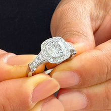 Load image into Gallery viewer, Gorgeous 14k Solid White Gold Cushion Cut Simulated Diamond Engagement Ring Bezel Bridal Wedding Halo 2.00ctw