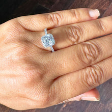 Load image into Gallery viewer, IGI Certified 14K Solid White Gold Cushion And Round Cut Diamond Engagement Ring Bridal Wedding Halo Propose 2.00ctw F-VS2