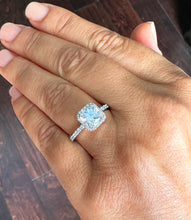 Load image into Gallery viewer, Elegant Women's 14k Solid White Gold Cushion and Round Cut Simulated Diamond Engagement Ring Bridal Wedding Halo 2.00ctw