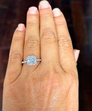 Load image into Gallery viewer, 14k Solid White Gold Cushion Cut Forever One Moissanite and Natural Diamond Engagement Ring Bridal, Wedding Halo 2.00ctw