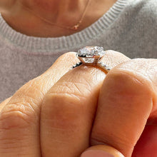 Load image into Gallery viewer, 14k Solid White Gold Cushion Cut Forever One Moissanite and Natural Diamond Engagement Ring Bridal, Wedding Halo 2.00ctw
