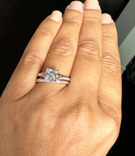 Load image into Gallery viewer, 14k Solid Rose Gold Princess And Round Cut Simulated Diamond Engagement Ring And Band Bridal Set Wedding Set 2.10ct