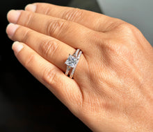Load image into Gallery viewer, IGI Certified 14k Solid Rose Gold Princess And Round Cut Diamond Engagement Ring And Band Bridal Set Wedding Set 2.10ct F-VS2