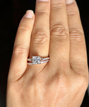 Load image into Gallery viewer, 14k Solid Rose Gold Princess And Round Cut Simulated Diamond Engagement Ring And Band Bridal Set Wedding Set 2.10ct