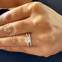 Load image into Gallery viewer, 14k Solid Rose Gold Princess And Round Cut Simulated Diamond Engagement Ring And Band Bridal Set Wedding Set 2.10ct