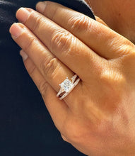 Load image into Gallery viewer, 14k Solid Rose Gold Princess And Round Cut Simulated Diamond Engagement Ring And Band Bridal Set Wedding Set 2.10ct