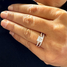 Load image into Gallery viewer, 14K Solid Rose Gold Princess Cut Moissanite And Natural Diamond Engagement Ring And Two Bands Set, Wedding Deco 2.10ctw