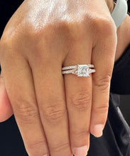 Load image into Gallery viewer, 14k Solid Rose Gold Princess And Round Cut Simulated Diamond Engagement Ring And Band Bridal Set Wedding Set 2.10ct