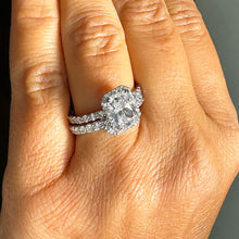 Load image into Gallery viewer, 14k White Gold Radiant Cut Moissanite And Diamonds Engagement Ring And Band Set Anniversary, Wedding, Propose 4.00ctw