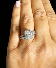 Load image into Gallery viewer, 14k White Gold Radiant Cut Moissanite And Diamonds Engagement Ring And Band Set Anniversary, Wedding, Propose 4.00ctw