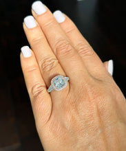 Load image into Gallery viewer, 14k Solid White And Rose Gold Cushion Cut Simulated Diamond Engagement Ring Bezel Bridal Wedding Halo 3.50ctw