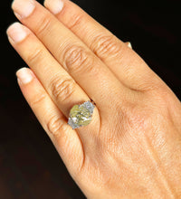 Load image into Gallery viewer, 6.50 Carats 14k Solid White Gold Fancy Yellow Oval Cut and Half Moon Cut Simulated Diamond Engagement Ring Halo, anniversary, gift