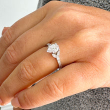 Load image into Gallery viewer, IGI Certified 14k Solid White Gold Pear and Round Cut Diamond Engagement Ring And Band 1.70ct F-VS2