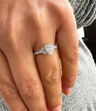 Load image into Gallery viewer, IGI Certified 14k Solid White Gold Pear and Round Cut Diamond Engagement Ring And Band 1.70ct F-VS2
