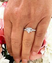 Load image into Gallery viewer, IGI Certified 14k Solid White Gold Pear and Round Cut Diamond Engagement Ring And Band 1.70ct F-VS2