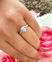 Load image into Gallery viewer, IGI Certified 14k Solid White Gold Pear and Round Cut Diamond Engagement Ring And Band 1.70ct F-VS2