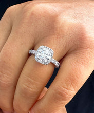 Load image into Gallery viewer, IGI Certified 14K Solid White Gold Round Cut Diamond Engagement Ring Eternity Style Halo Prong 3.00ctw