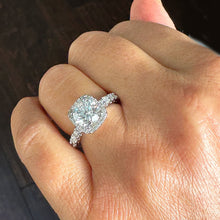 Load image into Gallery viewer, 14K Solid White Gold Round Cut Forever One Moissanite and Round Cut Natural Diamond Engagement Ring Eternity Style Halo Prong 3.00ctw