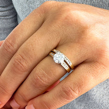 Load image into Gallery viewer, 14k Yellow Gold Round Cut Moissanite and Round Cut Natural Diamond Engagement Ring And Band Bridal Set 1.90ctw