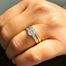 Load image into Gallery viewer, Elegant 14k Solid Yellow Gold Round Cut Simulated Diamond Engagement Ring And Band Set Bridal, Wedding, Anniversary 1.40ctw