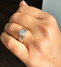 Load image into Gallery viewer, 14k Yellow Gold Round Cut Forever One Moissanite and Round Cut Natural Diamond Engagement Ring And Band Bridal Set 1.90ctw