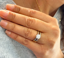 Load image into Gallery viewer, 14k Yellow Gold Round Cut Forever One Moissanite and Round Cut Natural Diamond Engagement Ring And Band Bridal Set 1.90ctw