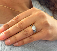 Load image into Gallery viewer, 14k Yellow Gold Round Cut Forever One Moissanite and Round Cut Natural Diamond Engagement Ring And Band Bridal Set 1.90ctw