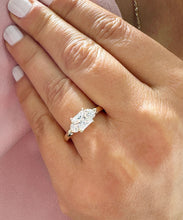 Load image into Gallery viewer, IGI Certified 14k Solid Yellow Gold Princess Cut and Round Cut Diamond Engagement Ring, Bridal, Wedding Deco Three Stone Style 2.00ctw