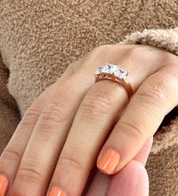 Load image into Gallery viewer, 14k Solid Rose Gold Princess Cut Forever One Moissanite Engagement Ring Three Stones Style 2.50ctw