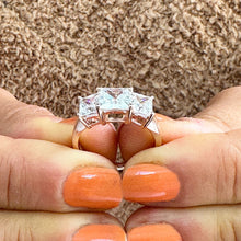 Load image into Gallery viewer, 14k Solid Rose Gold Princess Cut Forever One Moissanite Engagement Ring Three Stones Style 2.50ctw