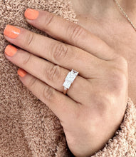 Load image into Gallery viewer, 14k Solid Rose Gold Princess Cut Moissanite Engagement Ring Three Stones Style 2.50ctw