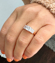 Load image into Gallery viewer, 14k Solid Rose Gold Princess Cut Forever One Moissanite Engagement Ring Three Stones Style 2.50ctw