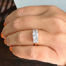 Load image into Gallery viewer, 14k Solid Rose Gold Princess Cut Forever One Moissanite Engagement Ring Three Stones Style 2.50ctw