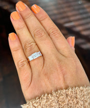 Load image into Gallery viewer, 14k Solid Rose Gold Princess Cut Moissanite Engagement Ring Three Stones Style 2.50ctw