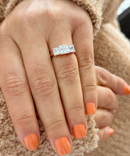 Load image into Gallery viewer, 14k Solid Rose Gold Princess Cut Moissanite Engagement Ring Three Stones Style 2.50ctw