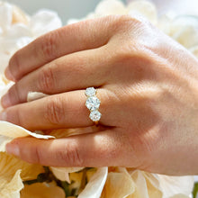 Load image into Gallery viewer, 14k Solid Yellow Gold Round Cut Forever One Moissanite Engagement Ring, Bridal, Wedding Deco Three Stone Style Prong Set 2.00ctw