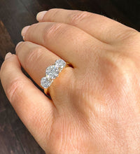 Load image into Gallery viewer, 14k Solid Yellow Gold Round Cut Moissanite Engagement Ring, Bridal, Wedding Deco Three Stone Style Prong Set 2.00ctw