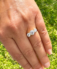 Load image into Gallery viewer, 14K Solid Yellow Gold Round Cut Simulated Diamond Engagement Ring Deco Prong Bridal Wedding Three Stone Style Prong Set 2.00ct