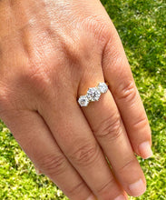 Load image into Gallery viewer, 14k Solid Yellow Gold Round Cut Forever One Moissanite Engagement Ring, Bridal, Wedding Deco Three Stone Style Prong Set 2.00ctw