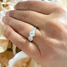 Load image into Gallery viewer, 14k Solid Yellow Gold Round Cut Forever One Moissanite Engagement Ring, Bridal, Wedding Deco Three Stone Style Prong Set 2.00ctw