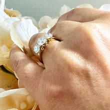 Load image into Gallery viewer, 14k Solid Yellow Gold Round Cut Forever One Moissanite Engagement Ring, Bridal, Wedding Deco Three Stone Style Prong Set 2.00ctw