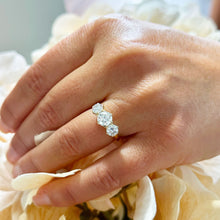 Load image into Gallery viewer, 14k Solid Yellow Gold Round Cut Forever One Moissanite Engagement Ring, Bridal, Wedding Deco Three Stone Style Prong Set 2.00ctw